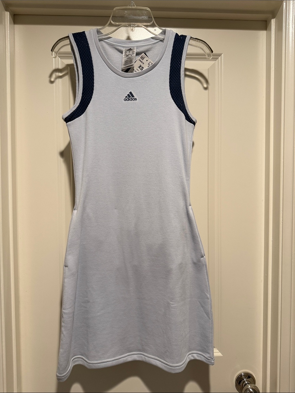 Adidas Light Blue Sleeveless Athletic Dress with Navy Trim